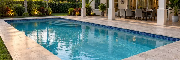 Renovated pool with a newly leveled deck in a Florida backyard